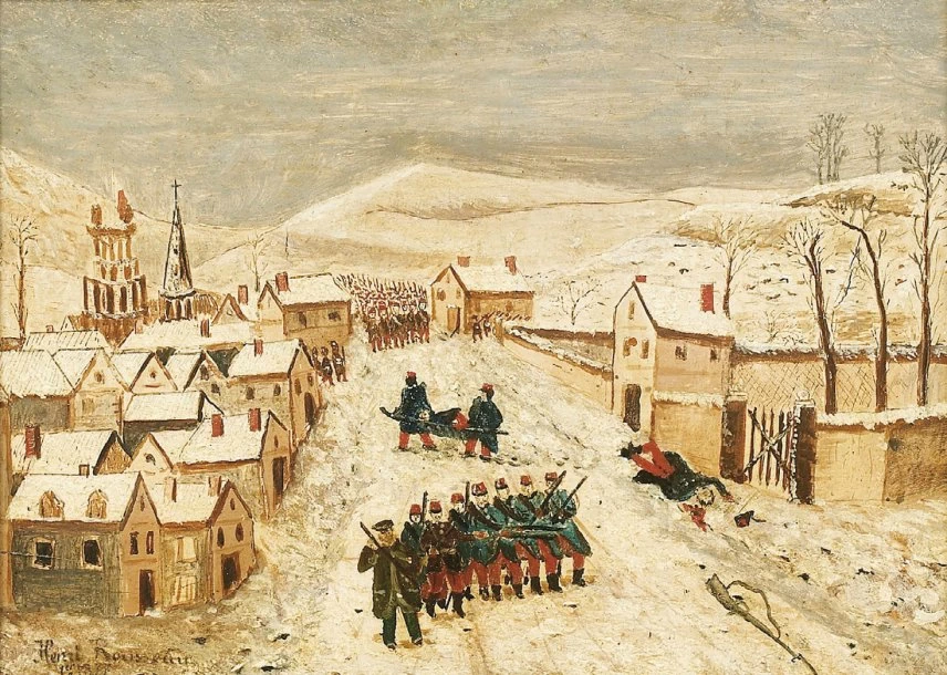 Paesaggio invernale con scena della guerra del 1870, 1877